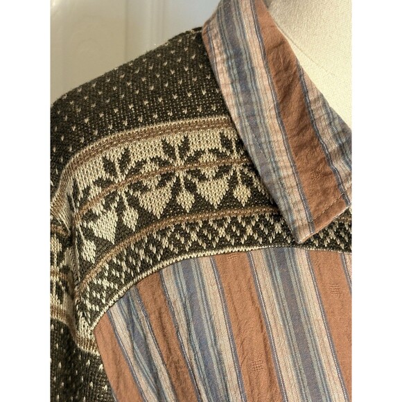 Oddy Shirt Dress 3x Button Down Sweater Sleeves Boho Nordic Isle Striped - Picture 4 of 10